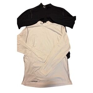 Under Armour ColdGear Mock Neck Fitted Long Sleeve Shirts XL Black White 2pk